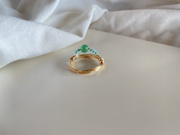 Crystal Green Aventurine Bead Wire Ring Fidget Ring Anxiety Ring best friend gift - Image 4