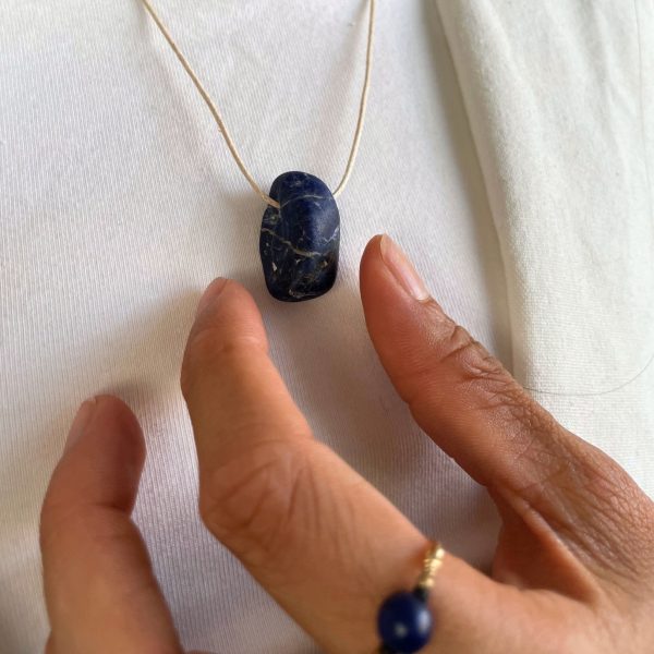 Sodalite Crystal Minimal Necklace Blue Gemstone Layering Necklace Adjustable Healing Gift - Image 3