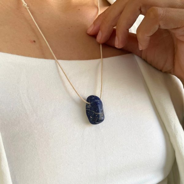 Sodalite Crystal Minimal Necklace Blue Gemstone Layering Necklace Adjustable Healing Gift