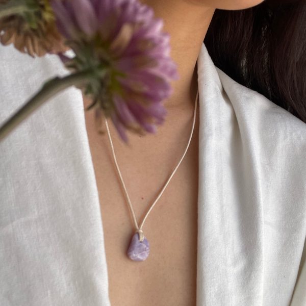 Lilac Lepidolite Necklace Crystal Minimal Necklace Purple Gemstone Layering Necklace Adjustable