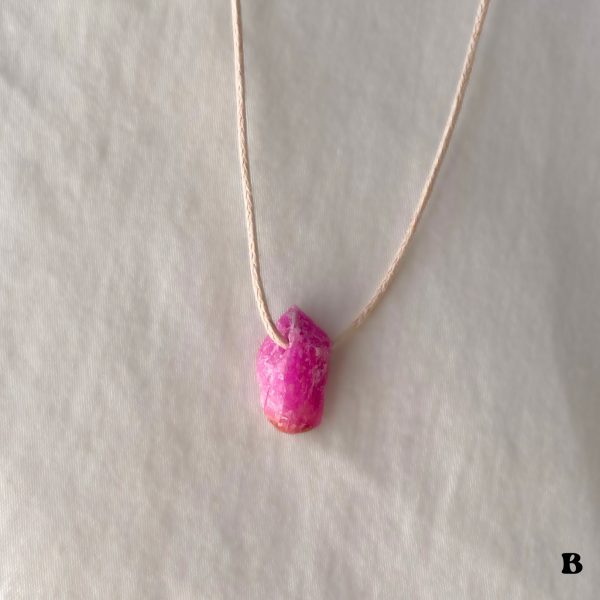 Cobaltian Calcite Necklace Crystal Minimal Necklace Hot Pink Gemstone Layering Necklace Adjustable - Image 7