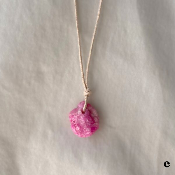 Cobaltian Calcite Necklace Crystal Minimal Necklace Hot Pink Gemstone Layering Necklace Adjustable - Image 6