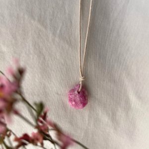 Cobaltian Calcite Necklace Crystal Minimal Necklace Hot Pink Gemstone Layering Necklace Adjustable