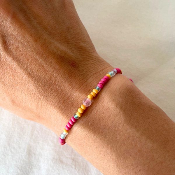 Pink and Yellow Seed Bead Bracelet and Jewelry Gift Set Give me the feels card | Wandering Moon - Image 5